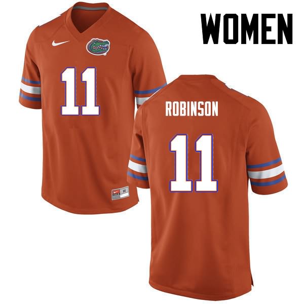 Women's NCAA Florida Gators Demarcus Robinson #11 Stitched Authentic Nike Orange College Football Jersey HEK3865GW